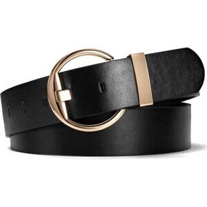 Women's Black Print Pu Leather Belts For Jeans Dresses With Alloy Buckle